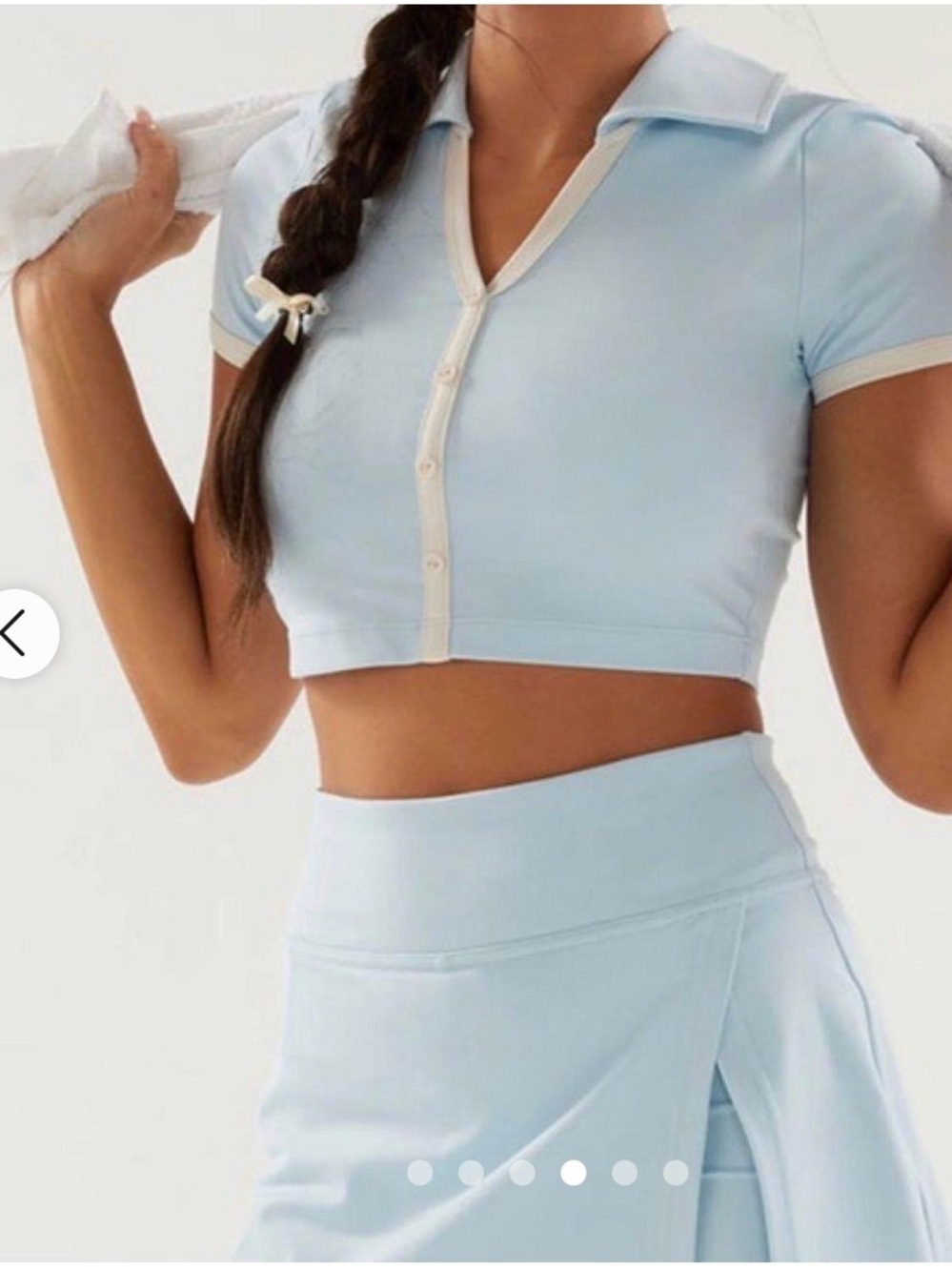 NWT PacSun Light Blue Cropped Polo with Cream Trim - Picture 3 of 14